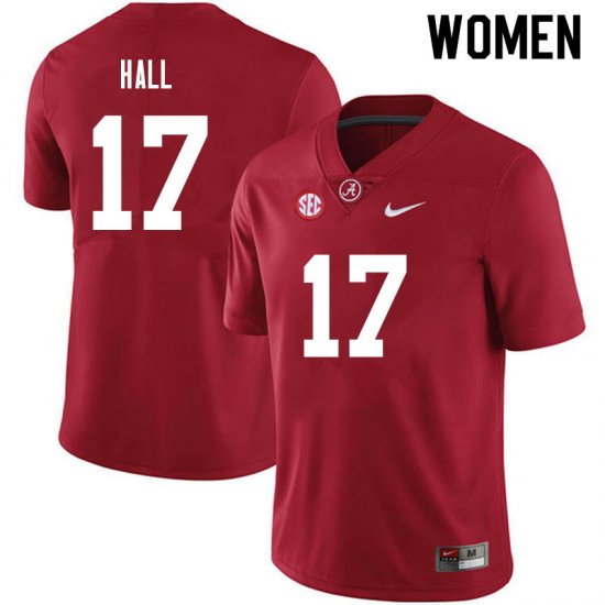 NCAA Women's Alabama Crimson Tide #17 Agiye Hall Stitched College 2021 Nike Authentic Crimson Football Jersey MW17W24LH